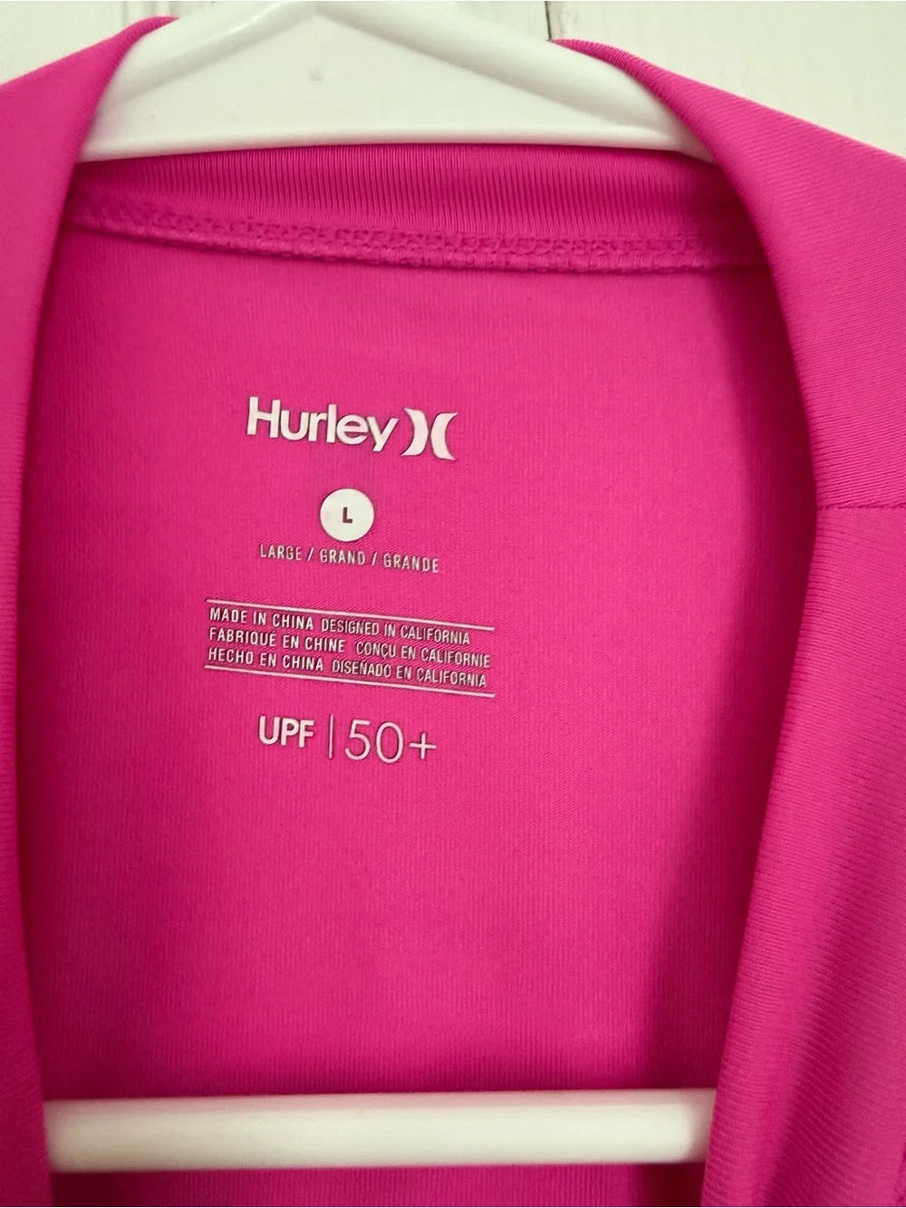 Hurley Bright Pink Long Sleeve UPF Rash Guard